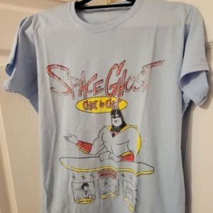 Space Ghost Coast to Coast Juniors Tee 3XL Light Blue w/Distressed Graphics NWOT